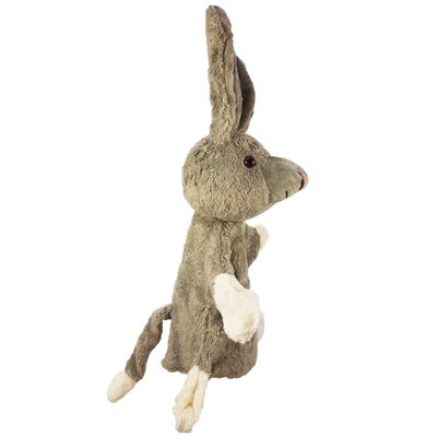 Kallisto hand puppet hare, side view with long ears, a cream tail and paws