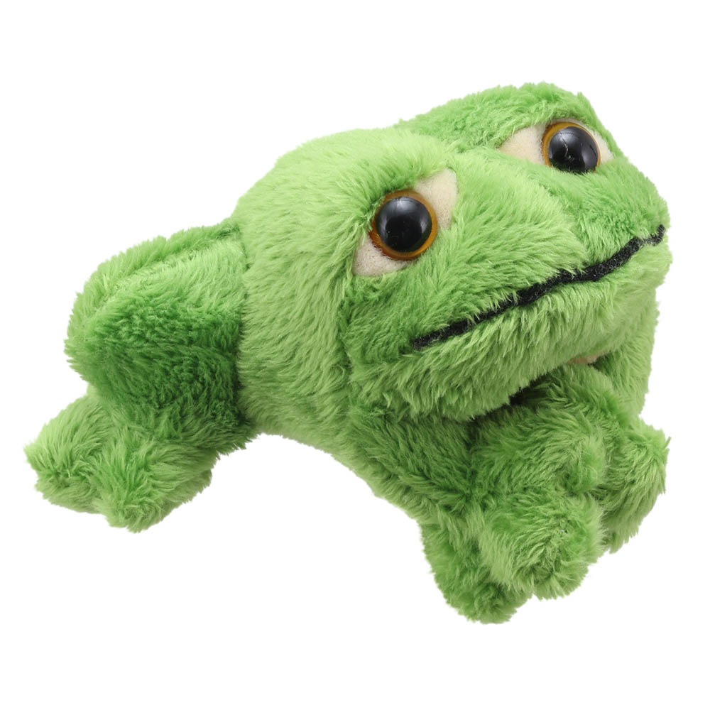 The Puppet Company Fingerpuppe Frosch, grüne liegende Fingerpuppe mit großen Augen