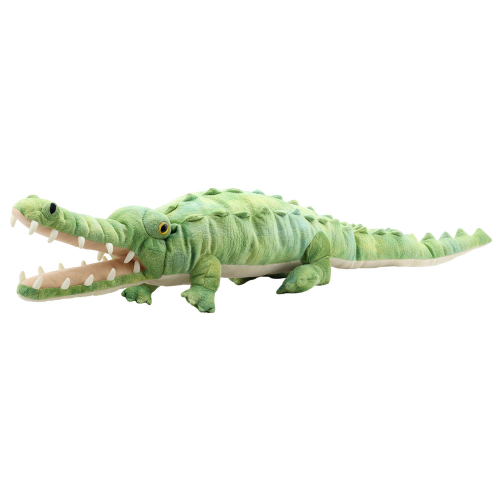 The Puppet Company hand puppet large crocodile, green crocodile with an open mouth and sharp teeth