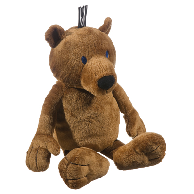 Heunec plush figure Little Bear, brown plush bear with blue eyes and black nose, seated