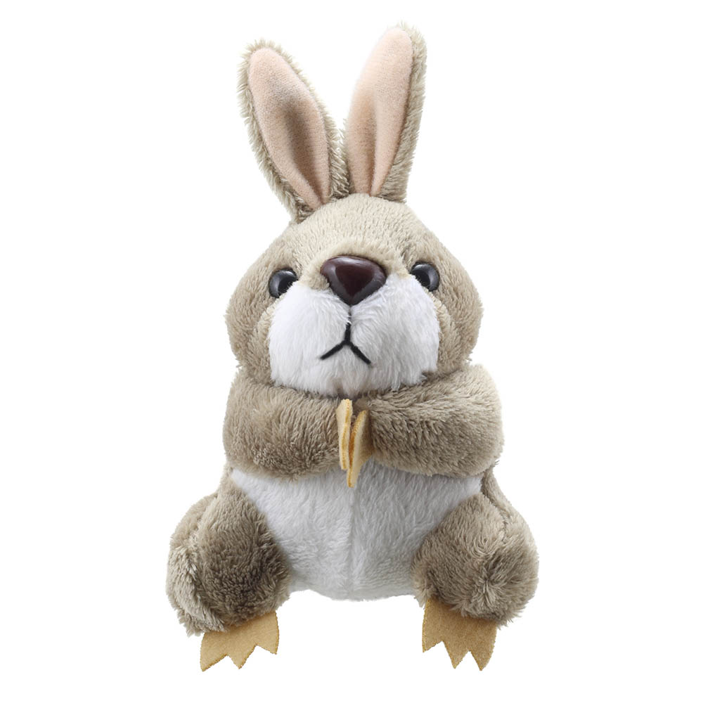The Puppet Company Fingerpuppe Grauer Hase, graue sitzende Fingerpuppe mit aufrechten Ohren