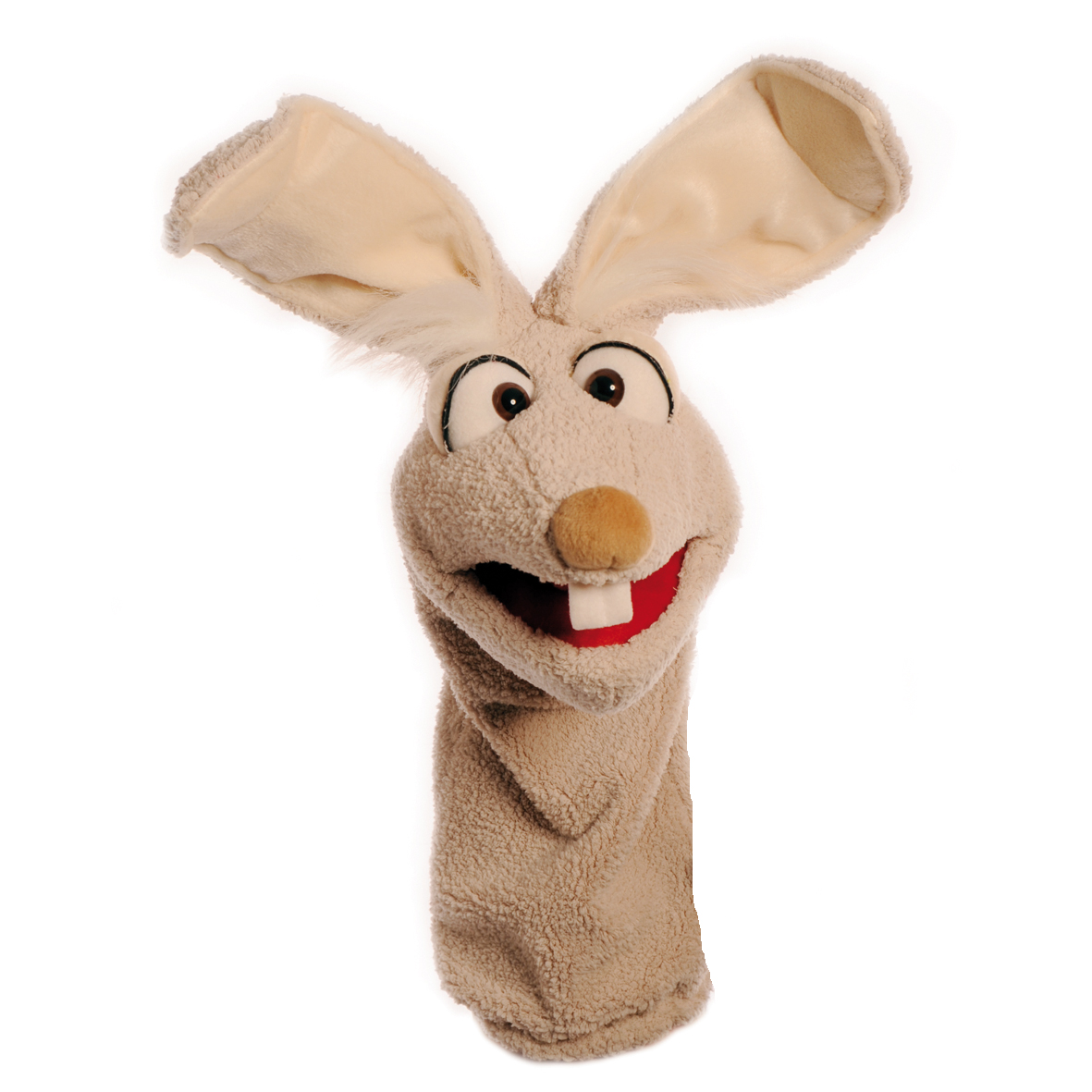 Living Puppets Strumpfhandpuppe Hase Mampfred, beige mit langen Schlappohren, brauner Nase und Hasenzähnen