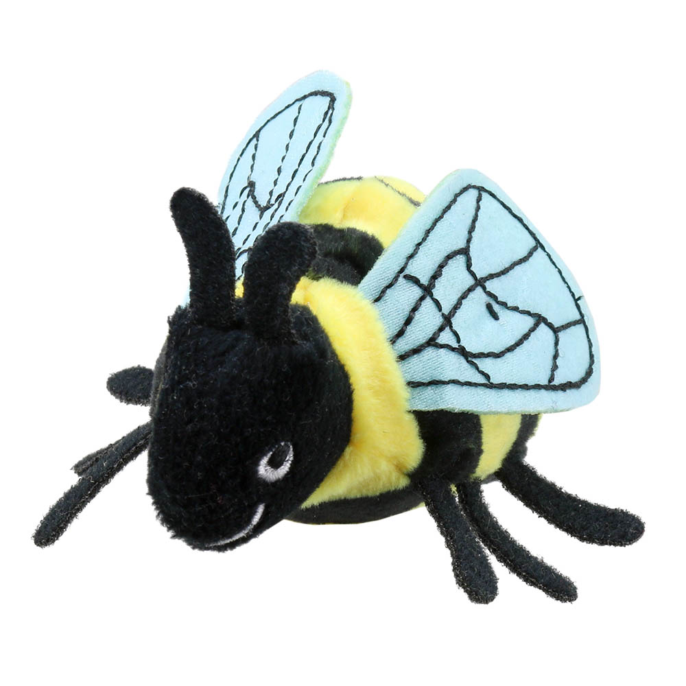 The Puppet Company Fingerpuppe Biene, schwarz-gelbe Fingerpuppe mit durchsichtigen Flügeln