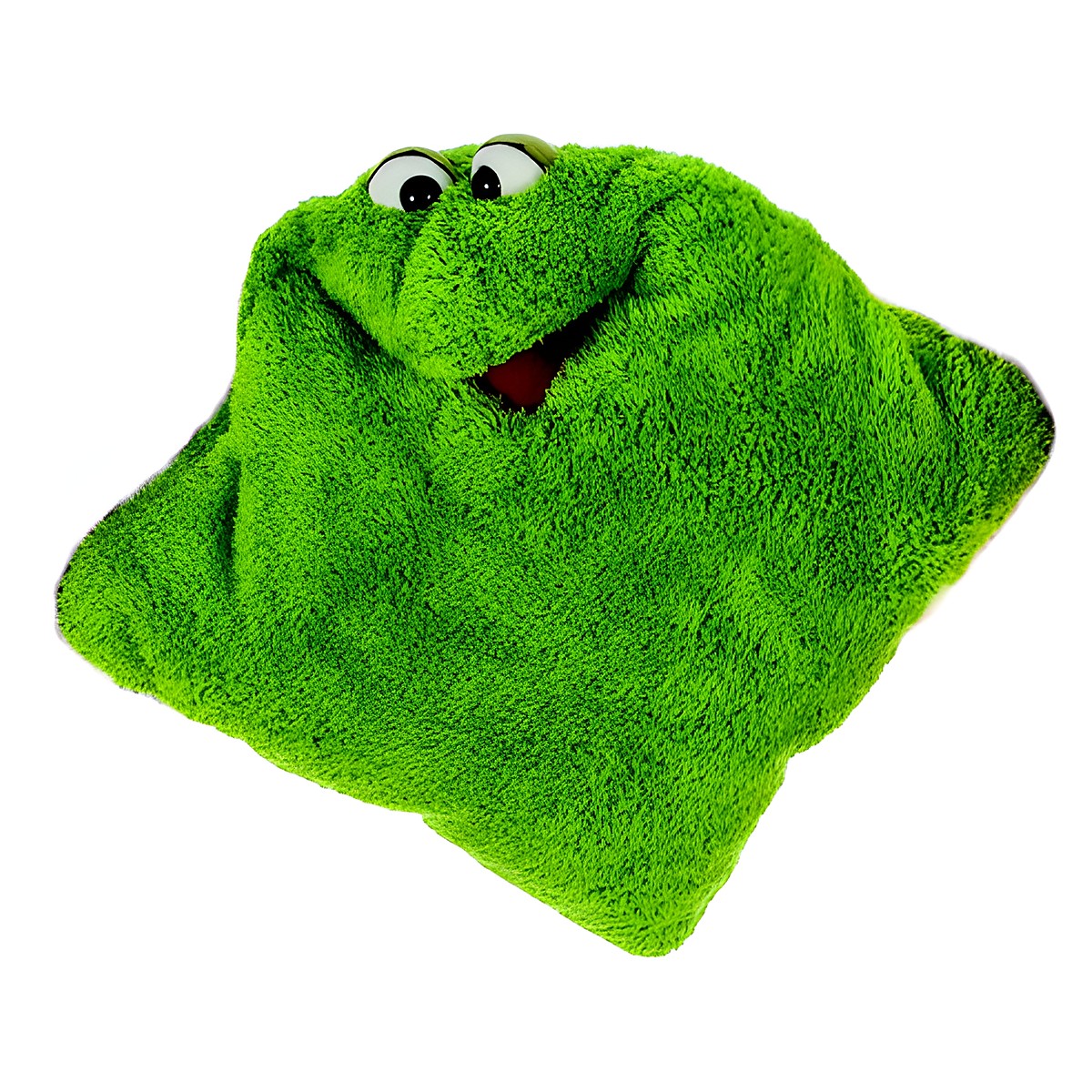 Living Puppets Wunschtraumkuschelmuschelkissen in Grün, Plüschkissen mit Gesicht und geöffnetem Mund