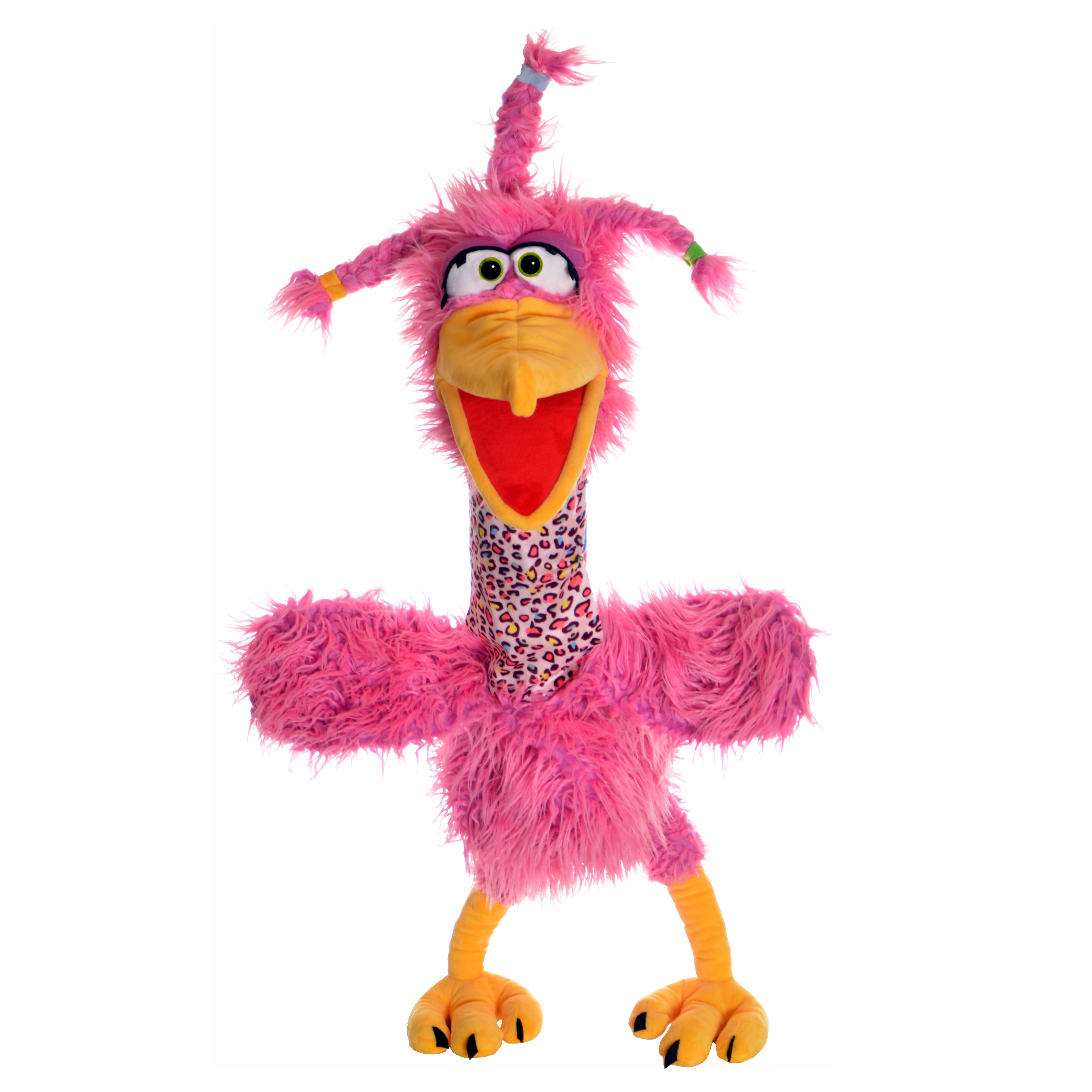 Living Puppets hand puppet Baroness Schnäppchen Schmuggel: pink shaggy bird with pigtails and yellow beak