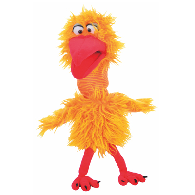 Living Puppets hand puppet Karl H. Kauderwelsch, yellow and orange bird with a large red beak, ringed neck and red feet