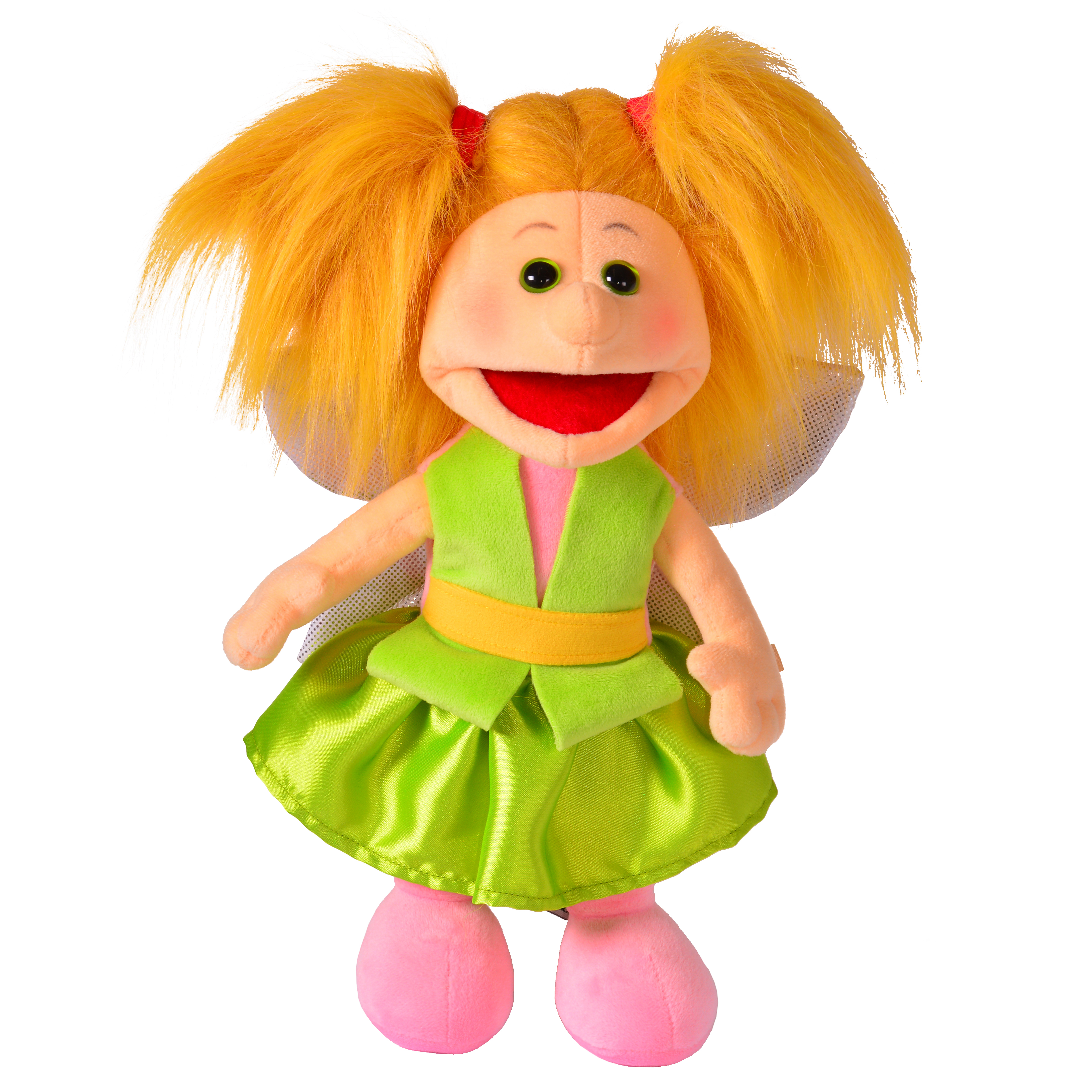 Living Puppets Mini-Handpuppe Fee Aileenchen mit blondem Haar, grünem Feenkleid und Flügeln