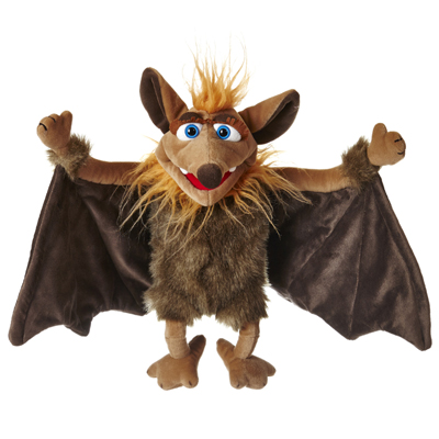 Living Puppets hand puppet Tamika the bat with spread brown wings and blond tuft
