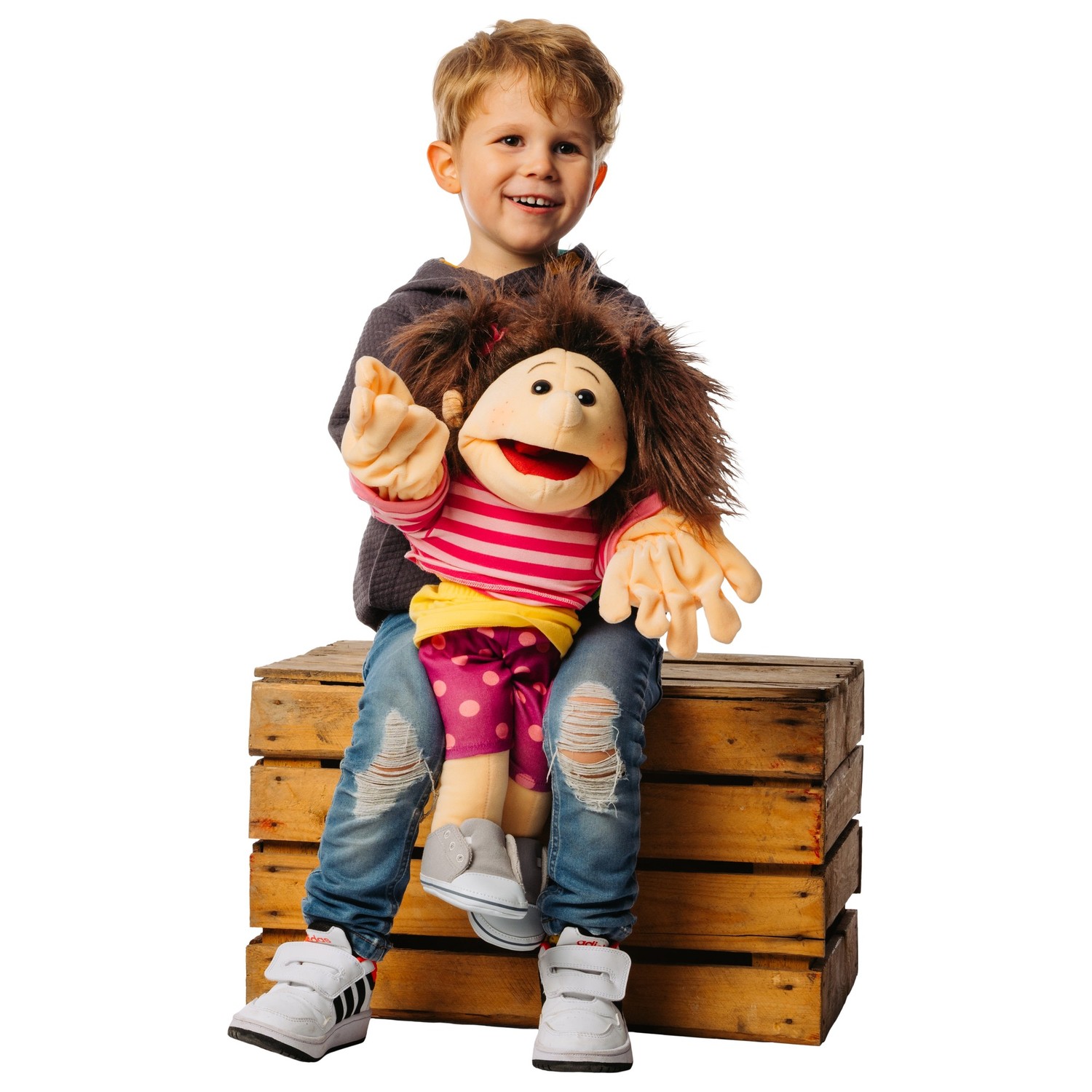 Living Puppets Handpuppe Finja - im Spiel mit einem Kind