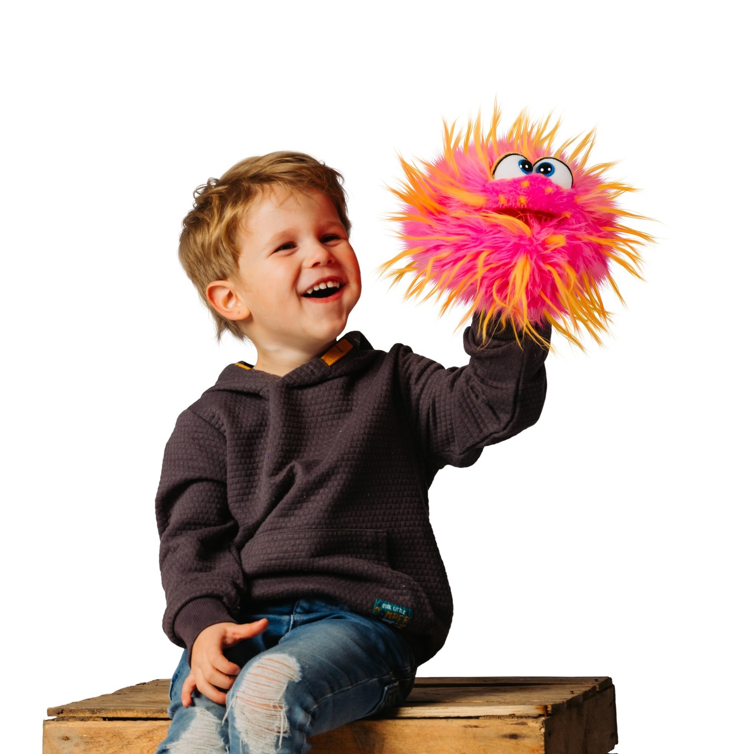 Living Puppets Handpuppe Knaller (pink/gelb) - im Spiel mit einem Kind