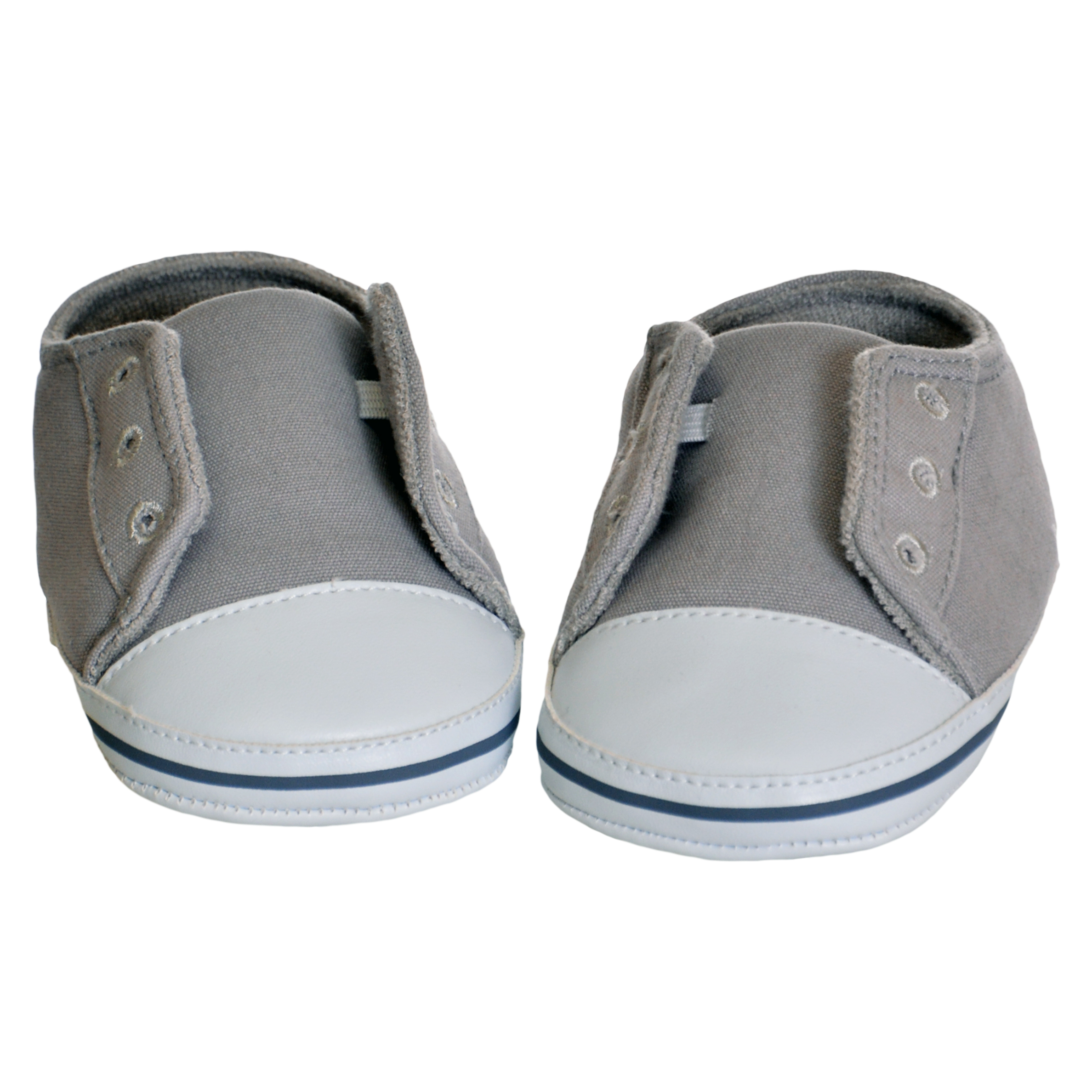 Living Puppets shoes for 65 cm hand puppets, grey trainers with white toe caps and striped soles