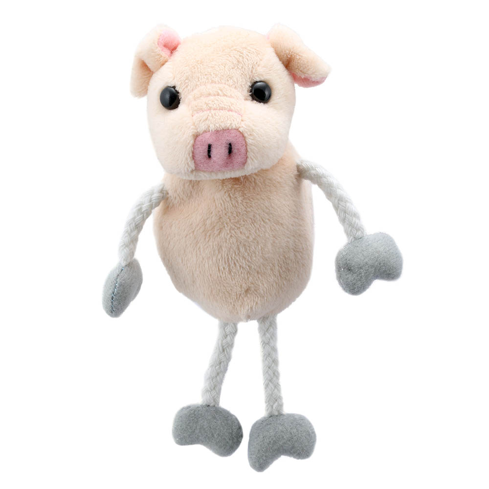 The Puppet Company Fingerpuppe Schwein, rosa Puppe mit rosa Rüssel und langen Stoffbeinen