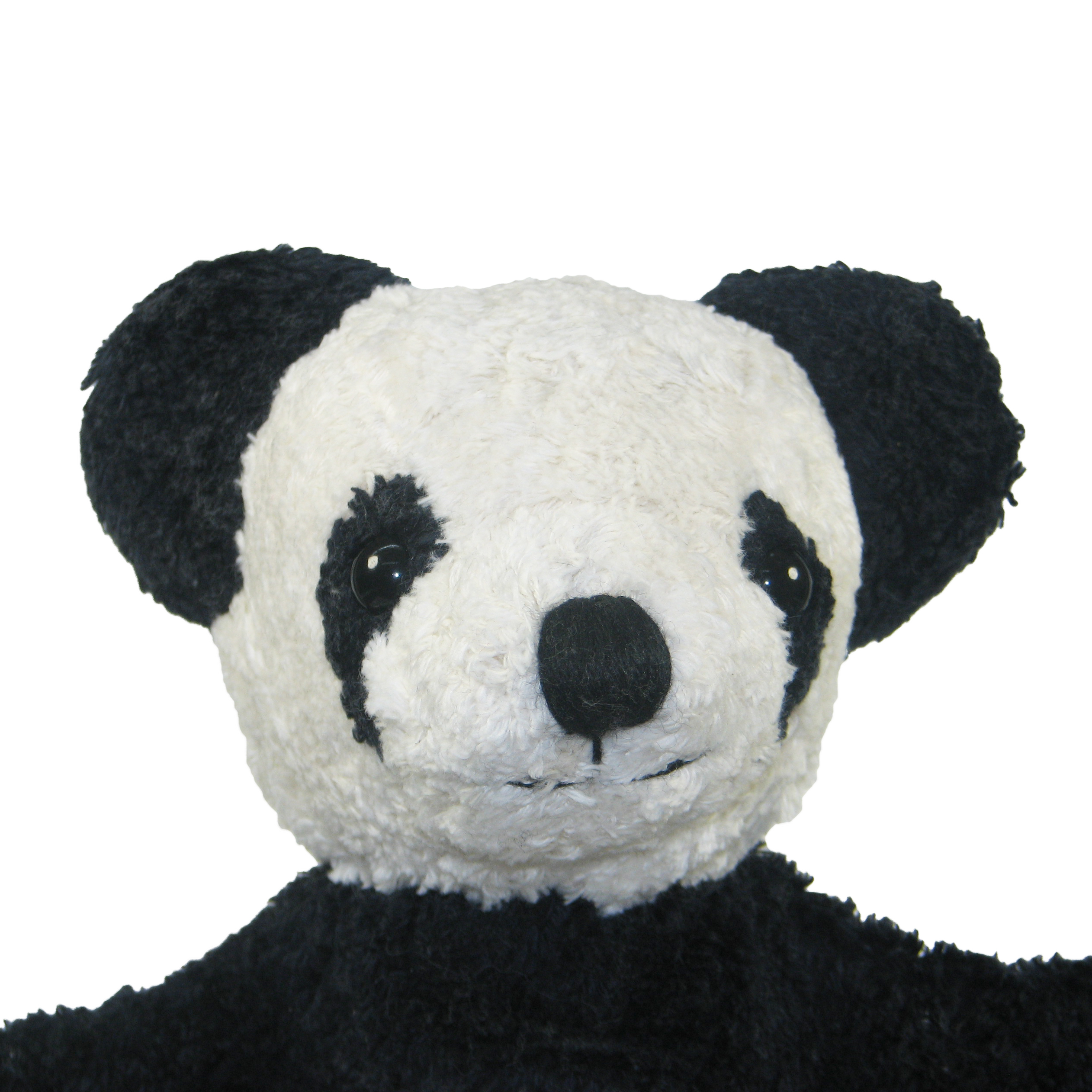 Kallisto hand puppet panda, portrait with black eye patches, black ears and a white face