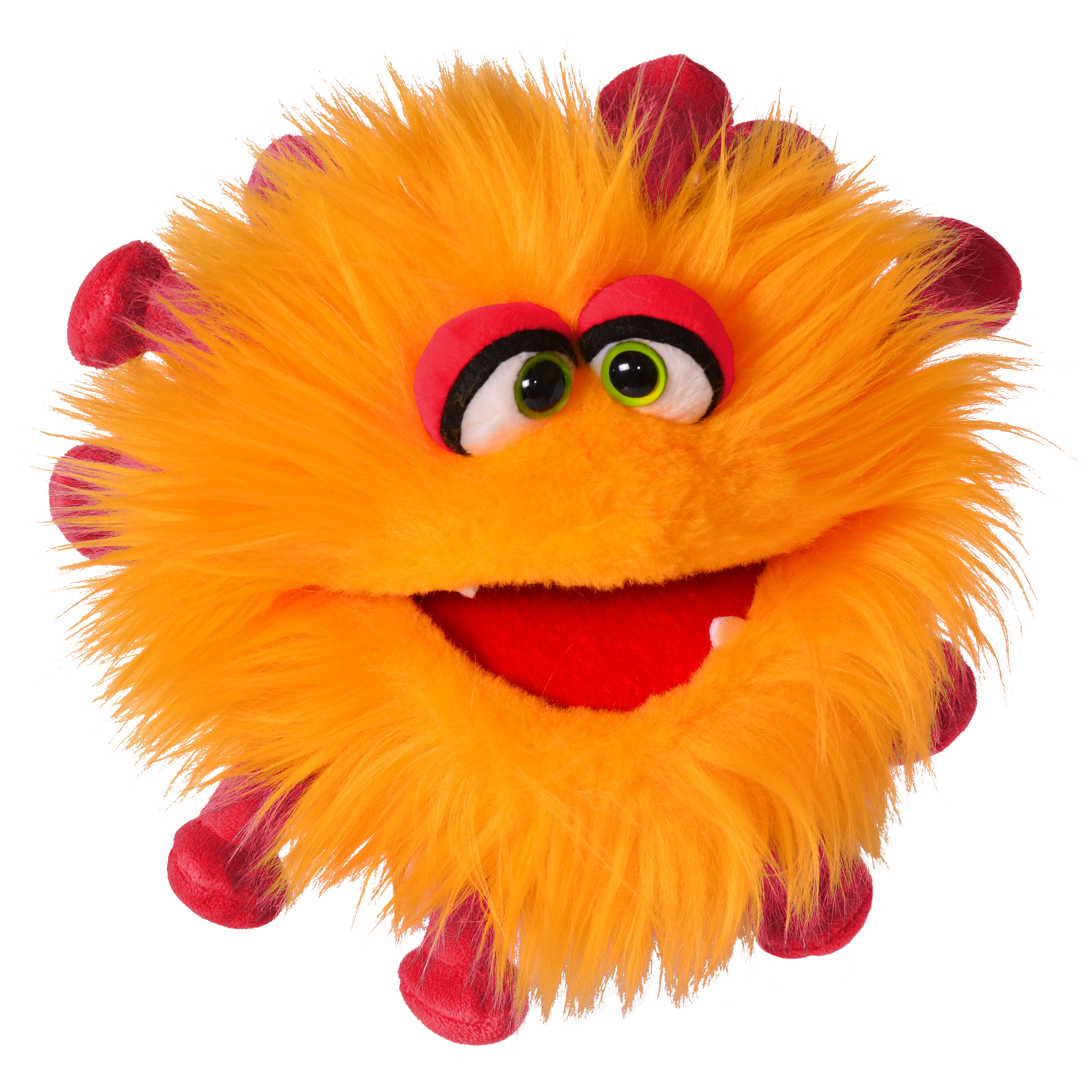 Living Puppets hand puppet Gisa Grippchen in orange: fluffy virus ball with red bumps