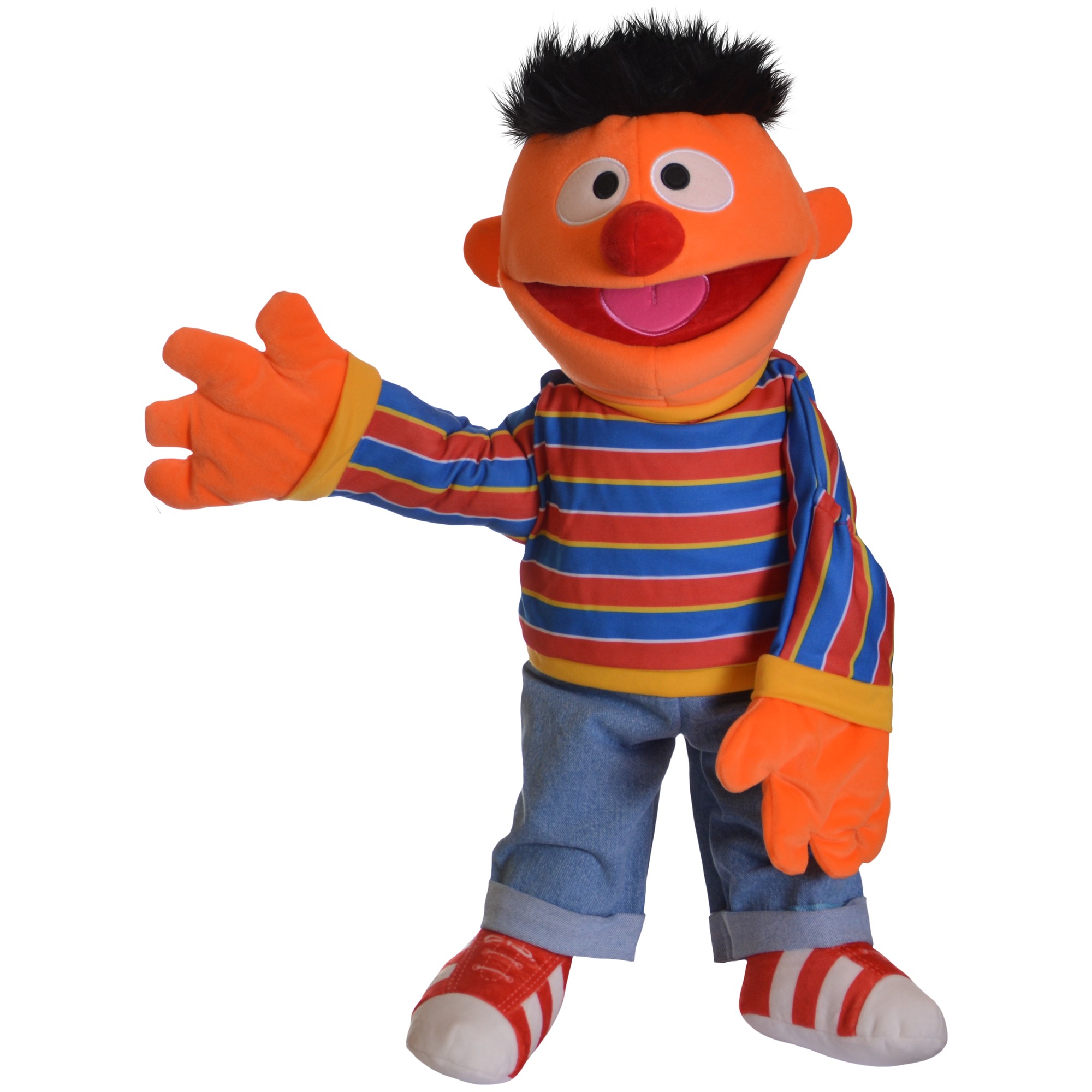 Living Puppets Handpuppe Großer Ernie aus der Sesamstraße mit Streifenshirt und Jeans, winkend