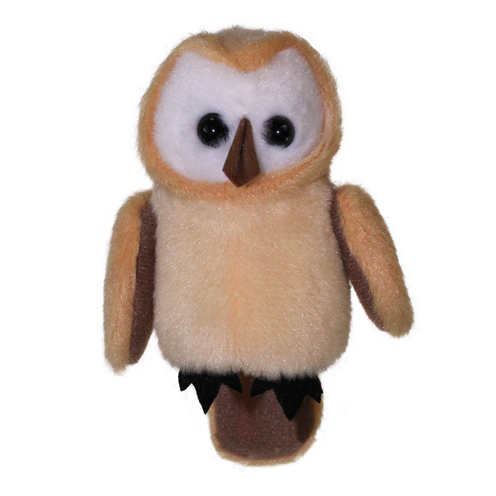 The Puppet Company Fingerpuppe Schleiereule, cremefarbene Eule mit herzförmigem Gesicht und dunklen Flügeln