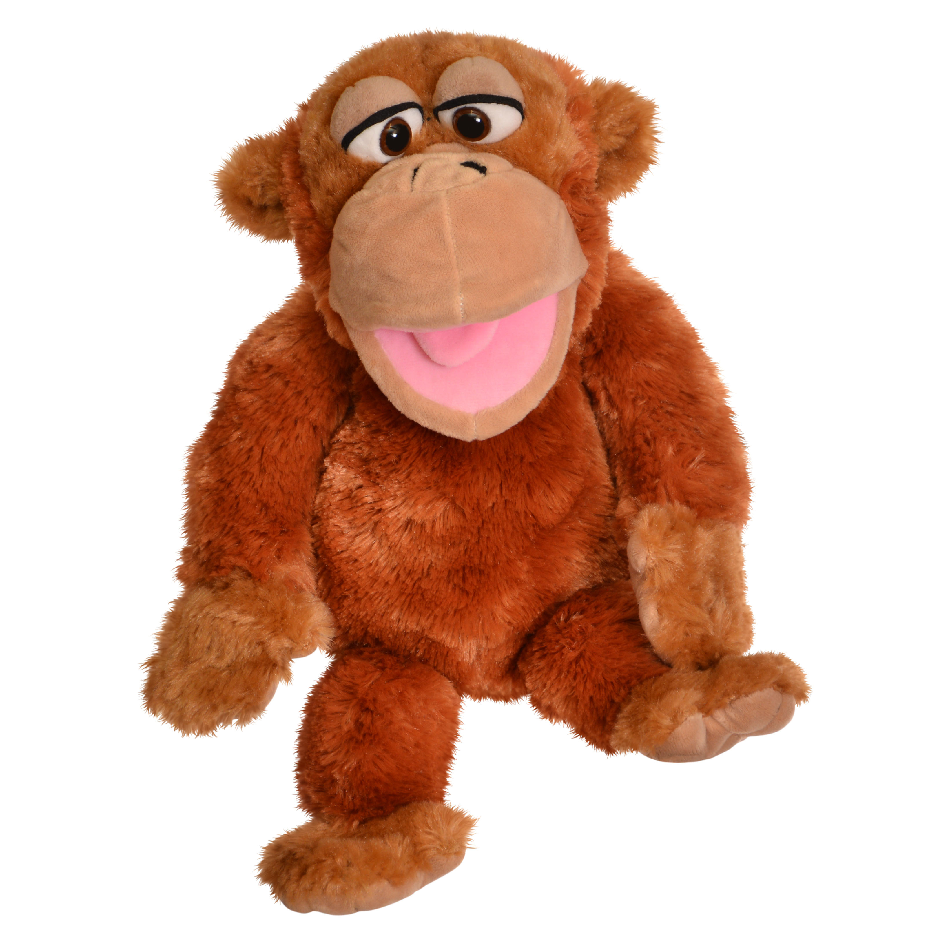 Living Puppets Handpuppe Affe mit rotbraunem Fell und rosa Klappmaul