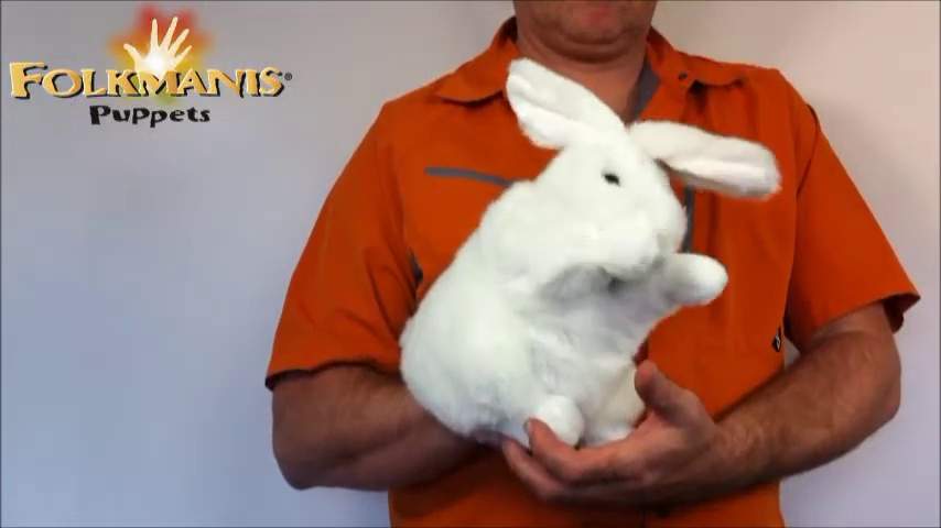 Folkmanis Handpuppe weißer, stehender Hase Demo 2