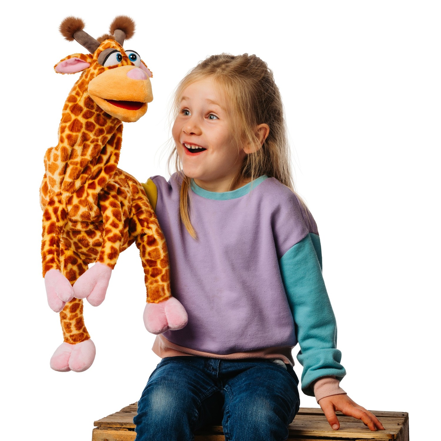 Living Puppets Handpuppe Giraffe Eberhardt Flatsch - im Spiel mit einem Kind