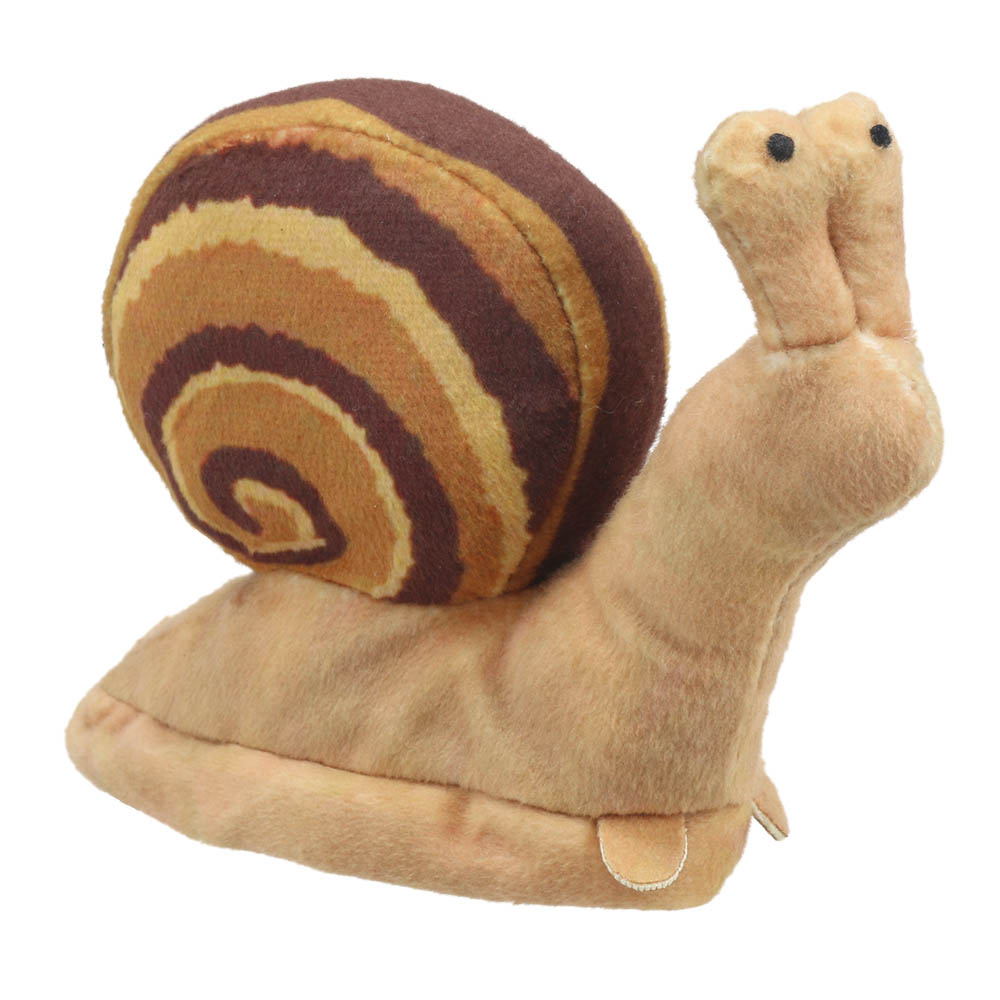 The Puppet Company Fingerpuppe Schnecke, beige Schnecke mit braun gestreiftem Spiralgehäuse