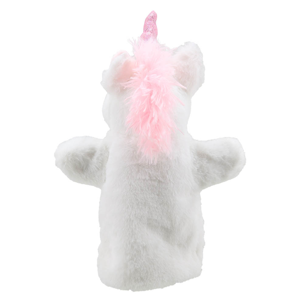 The Puppet Company Handpuppe Einhorn, Seitenansicht mit fließender rosa Mähne