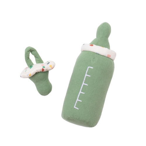 Flasche und Schnuller in Grün von Rubens Barn für Baby-Puppen, aus weichem Stoff