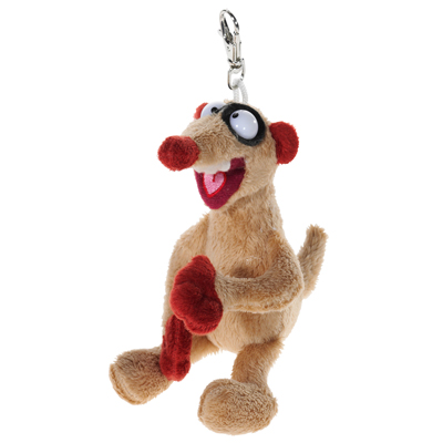 Heunec keyring meerkat Henry, small beige plush character with a red face and carabiner clip