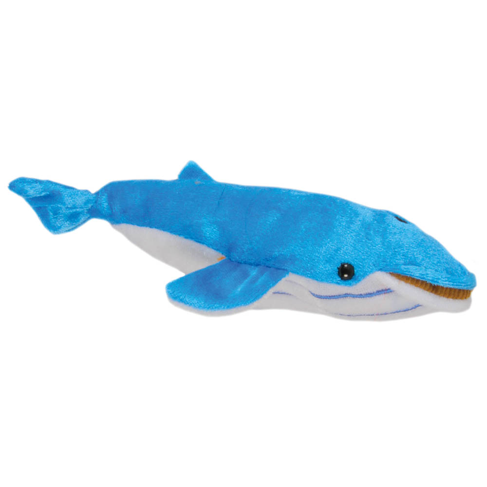 The Puppet Company Fingerpuppe Blauwal, blaue Fingerpuppe mit weißem Bauch