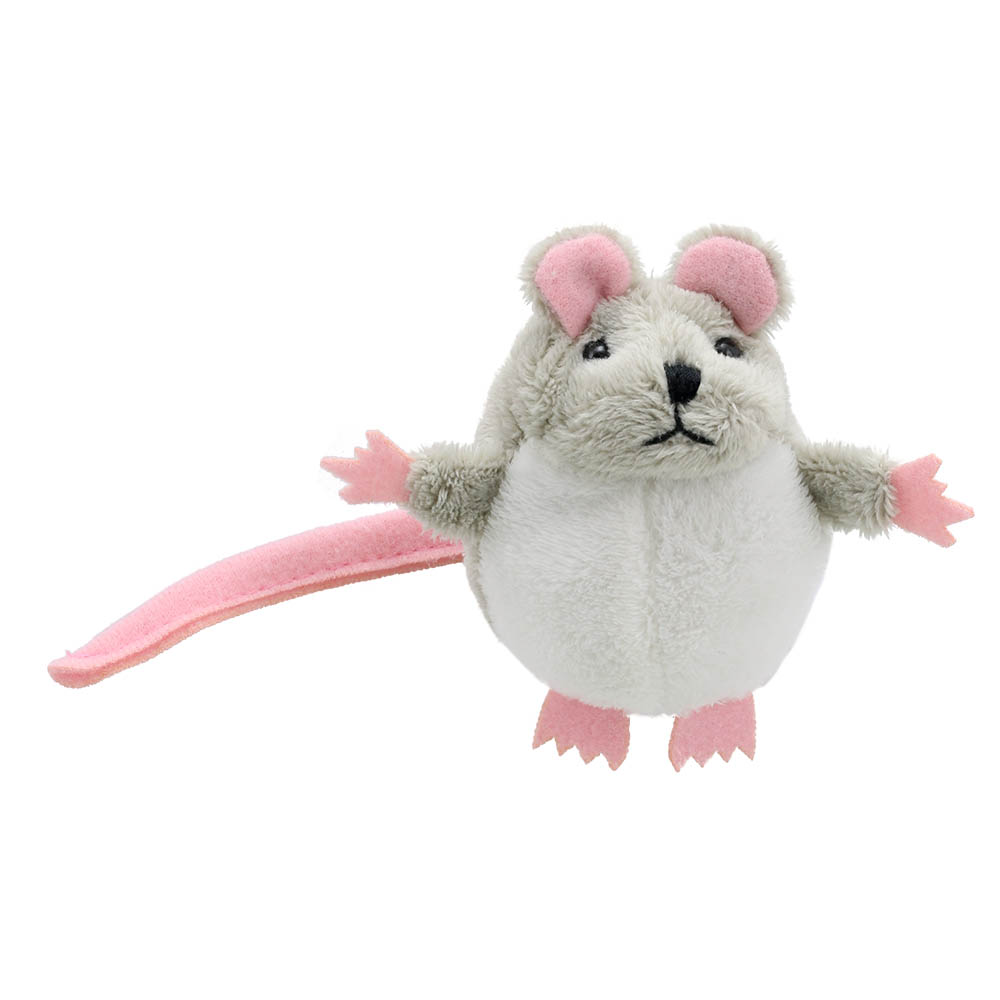 The Puppet Company Fingerpuppe Graue Maus, graue Fingerpuppe mit rosa Ohren und langem Schwanz