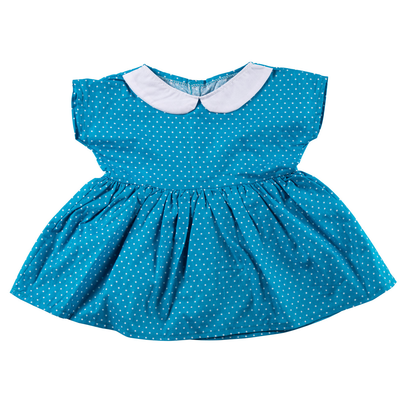 Joyk clothing set Colourful: turquoise dotted dress with white Peter Pan collar