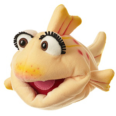 Living Puppets hand puppet Flupsi the little fish in apricot with long eyelashes