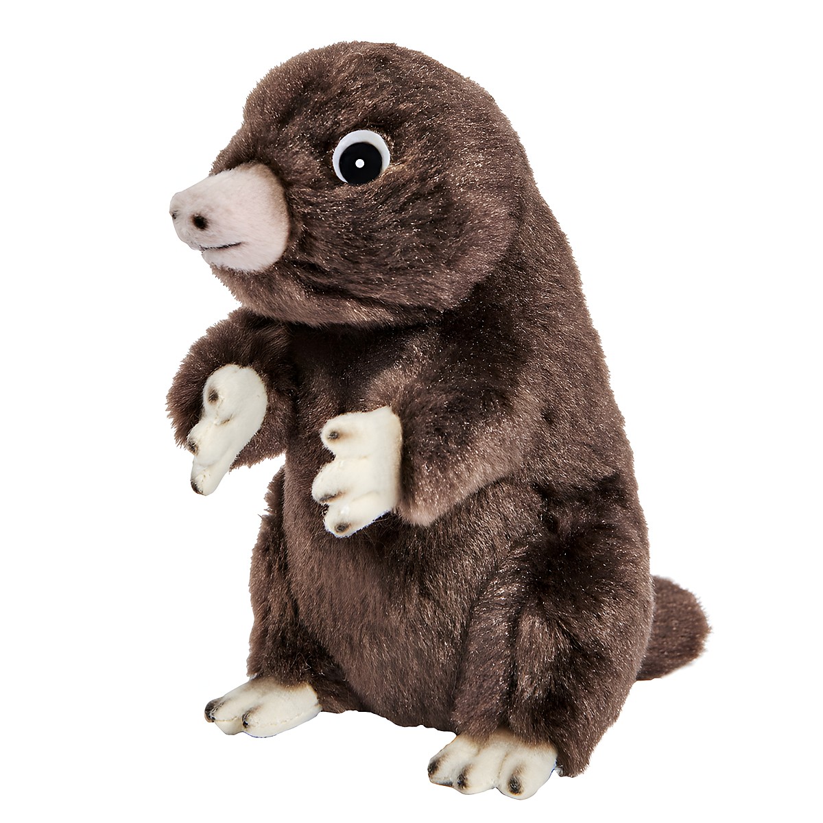 Upright sitting mole by Anima with dark brown fur, pink snout and pale digging paws
