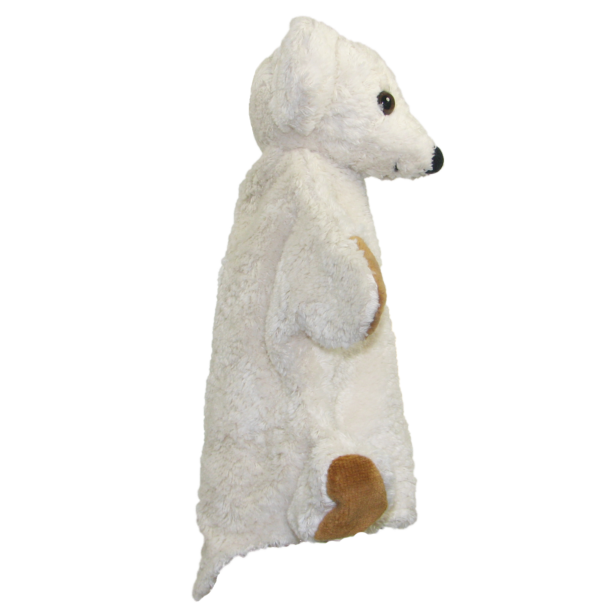 Kallisto hand puppet bear white, side view with a brown paw and white fur