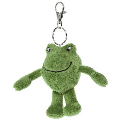 Heunec keyring Guenter the frog, small green plush frog with a carabiner clip