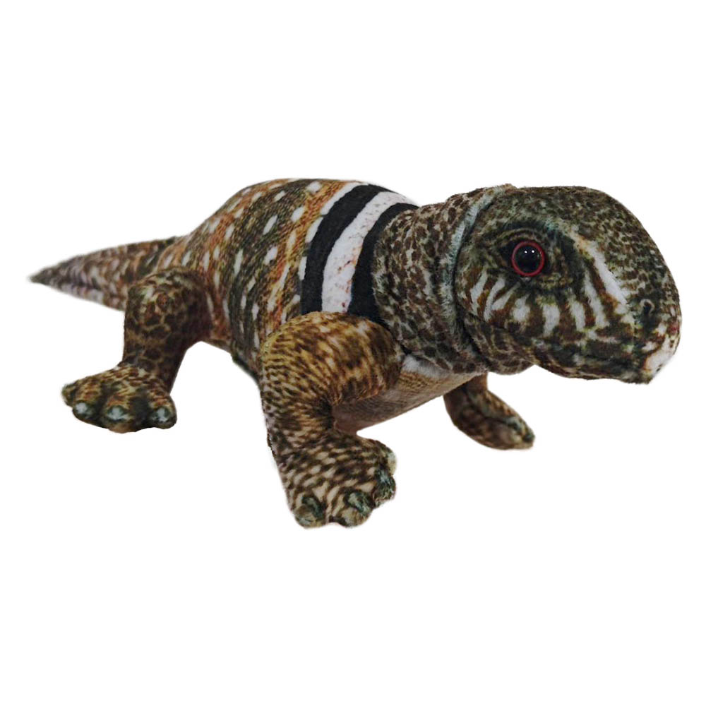 The Puppet Company Little Creatures Fingerpuppe Eidechse, braun-grün gemusterte Fingerpuppe mit schwarzem Halsband