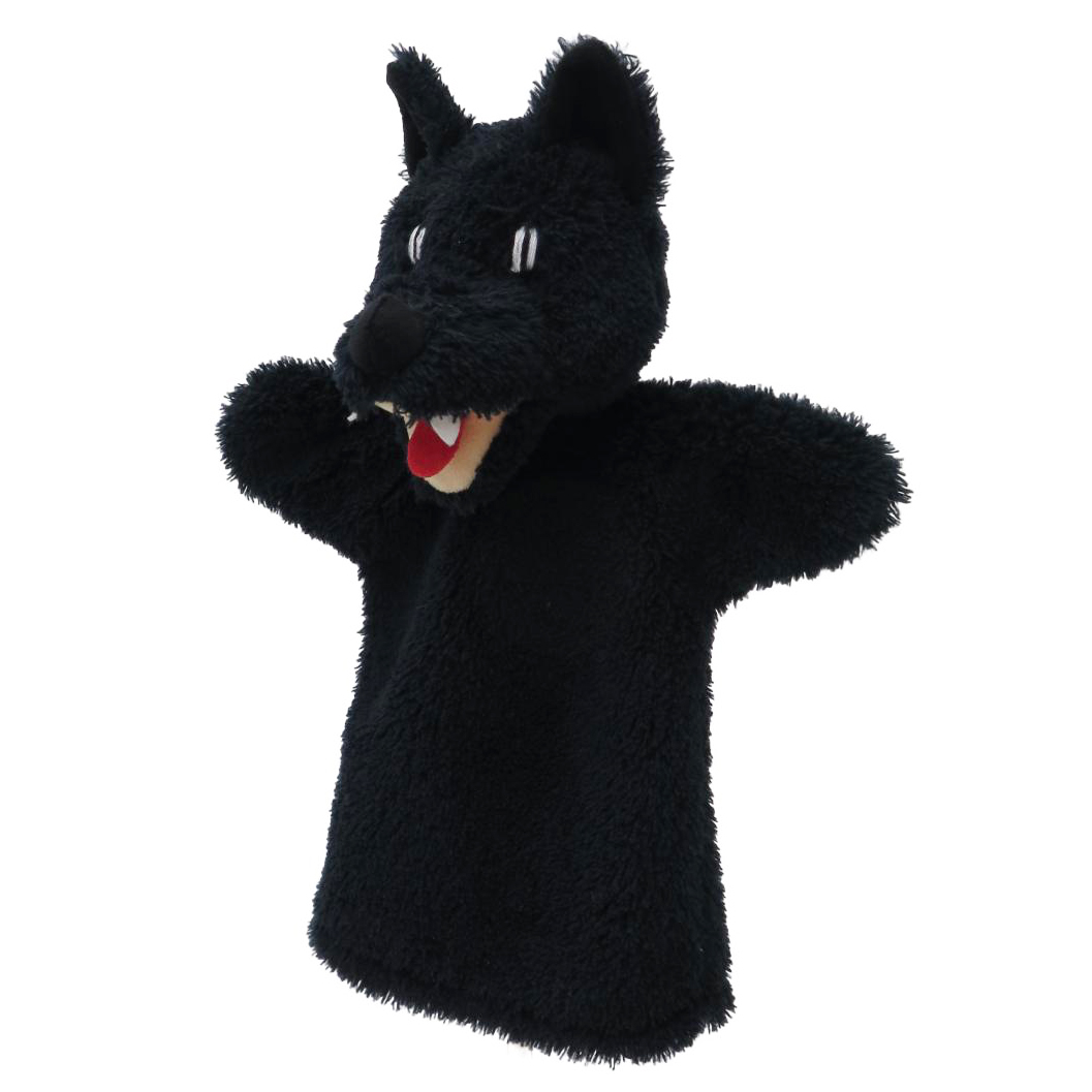 Kasperlepuppe Wolf schwarz Handpuppe - munabo