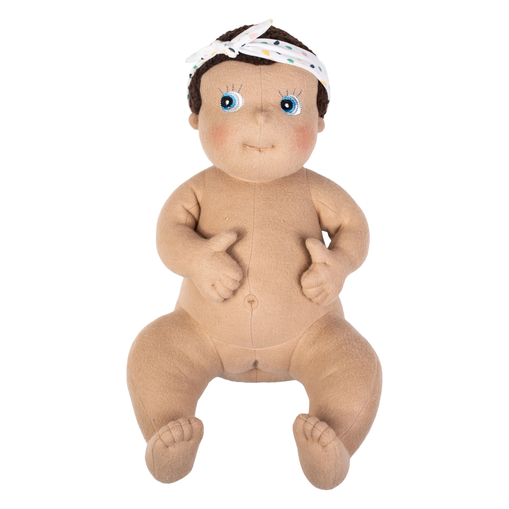 Rubens Barn Baby-Puppe Disa unbekleidet mit gepunktetem Haarband, sitzend