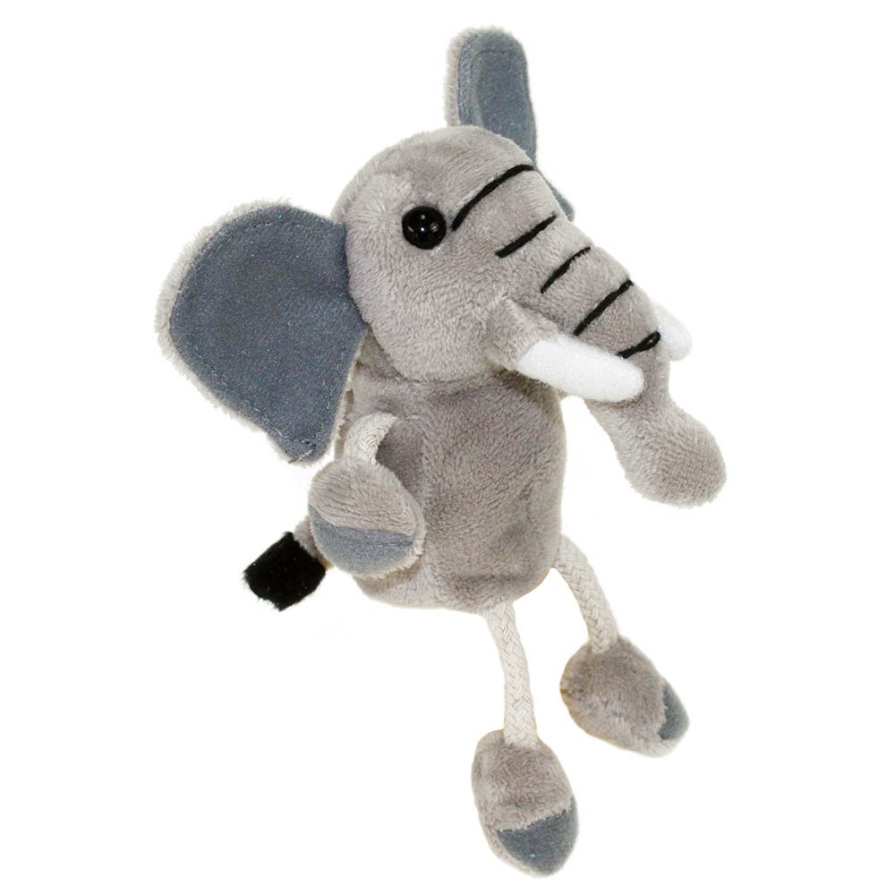 The Puppet Company Fingerpuppe Elefant, graue Fingerpuppe mit großen Ohren und langen Stoffbeinen