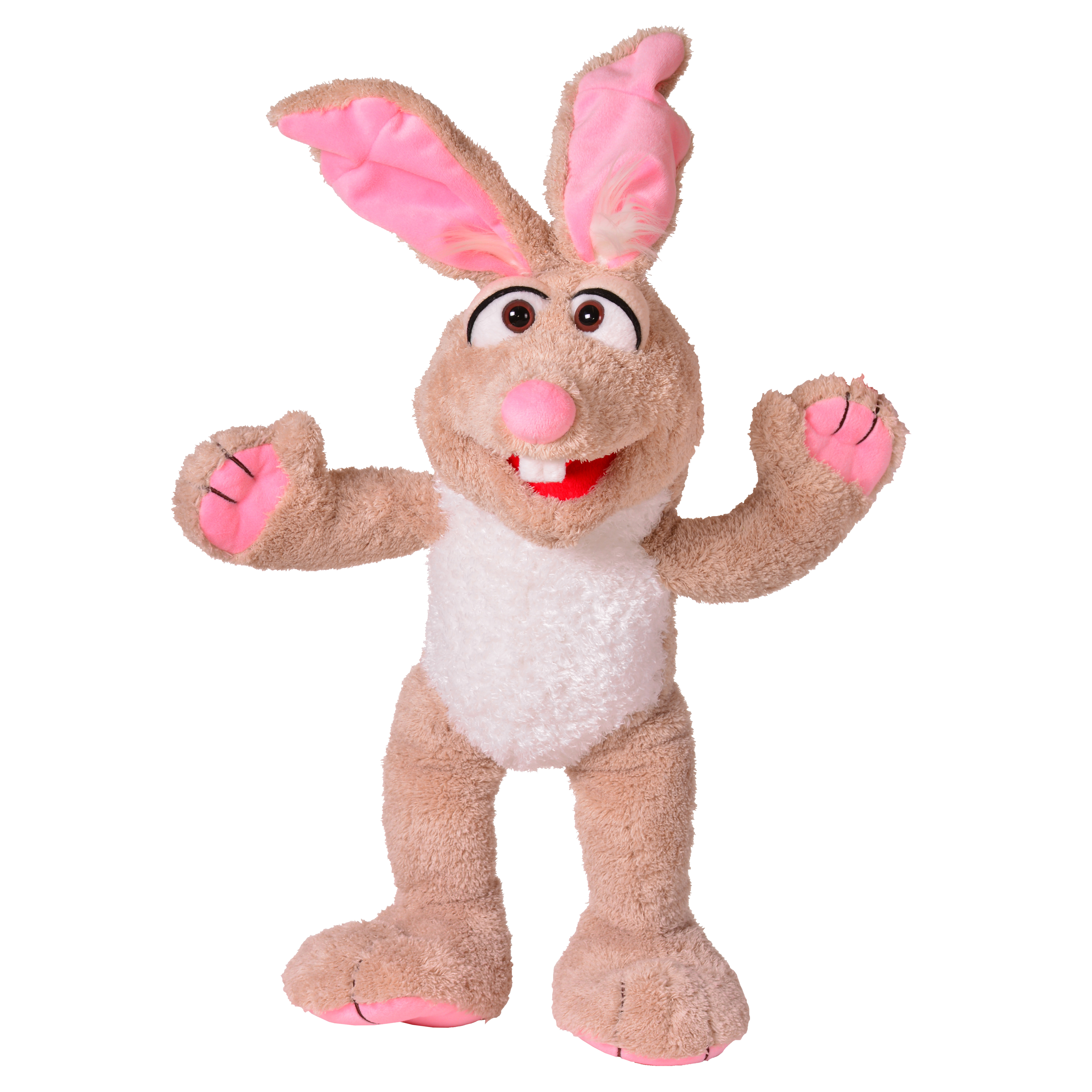 Living Puppets Handpuppe Hironimus Muffelfuß: beiger Hase mit rosa Ohren und weißem Bauch