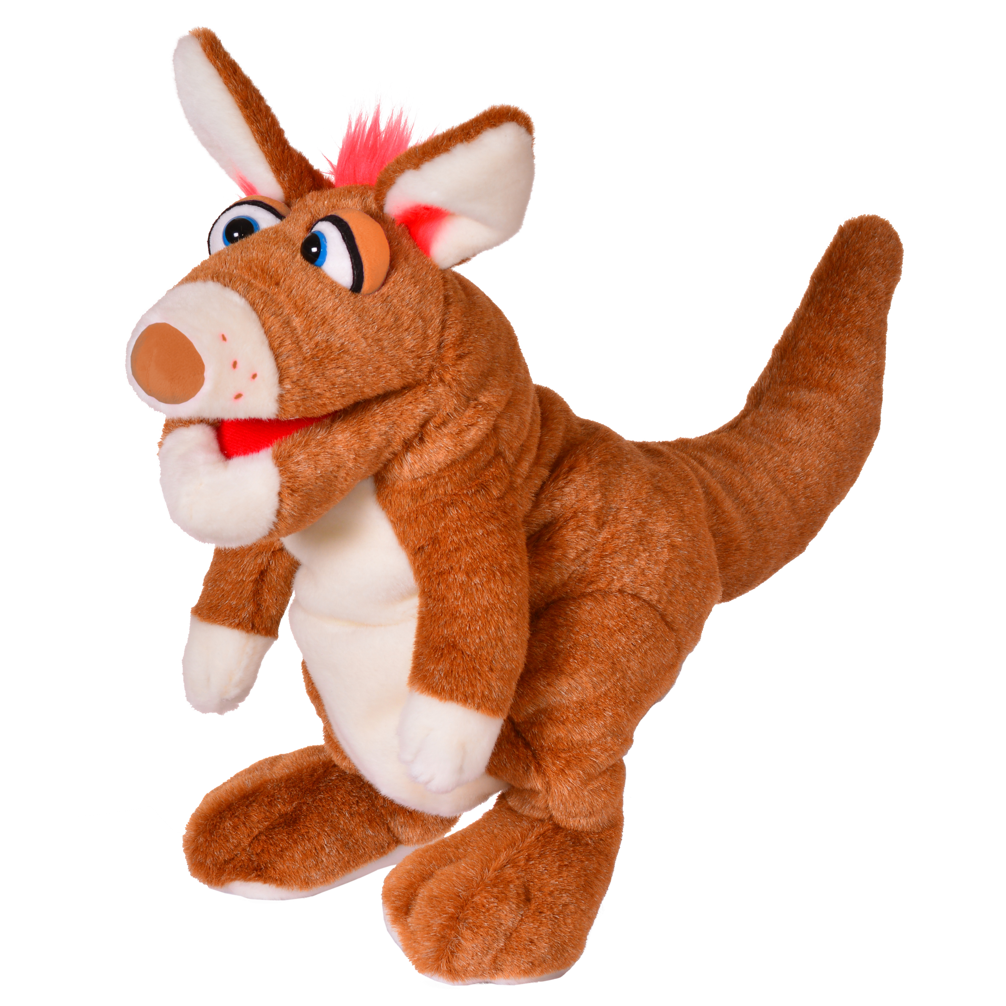 Living Puppets Handpuppe Düse Känguruh mit braunem Fell und rotem Schopf