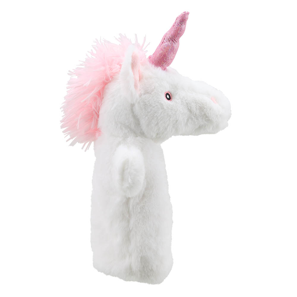 The Puppet Company Handpuppe Einhorn, Seitenansicht in voller Länge mit weißem Körper