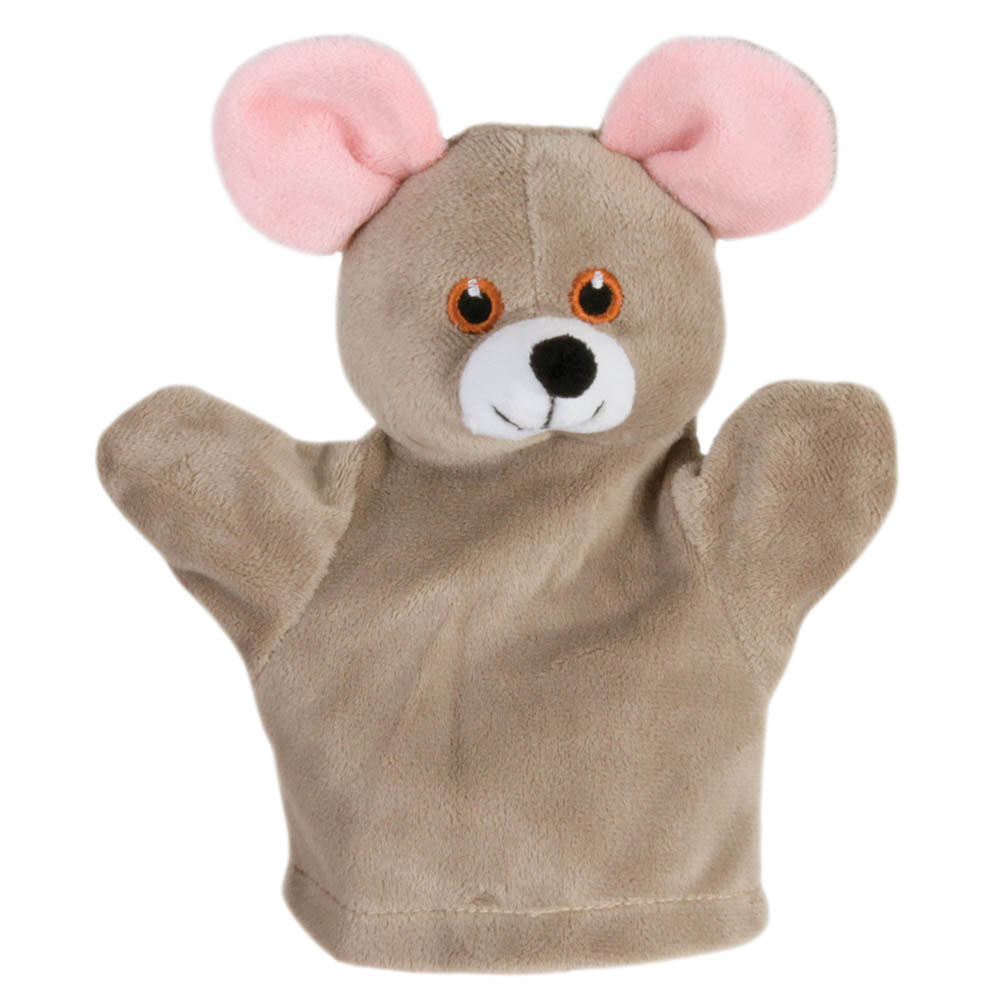 The Puppet Company baby hand puppet mouse, beige puppet with big pink ears
