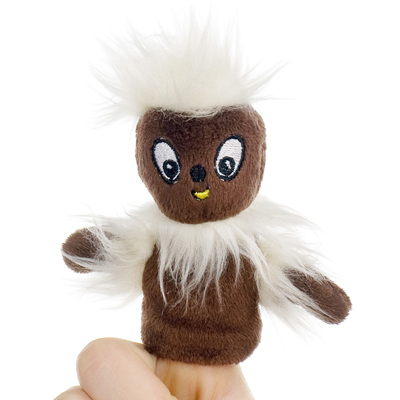 Heunec finger puppet Pittiplatsch from the 6-piece Sandmaennchen and friends set, brown character with cream-colored hair tuft and fur trim