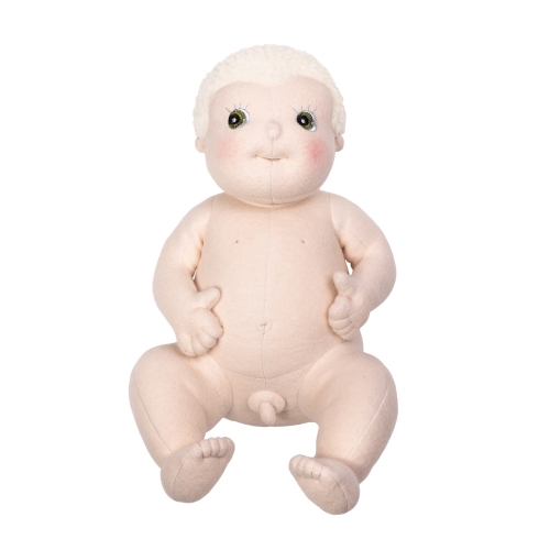 Rubens Barn Baby-Puppe Carl unbekleidet mit weichem Stoffkörper, sitzend