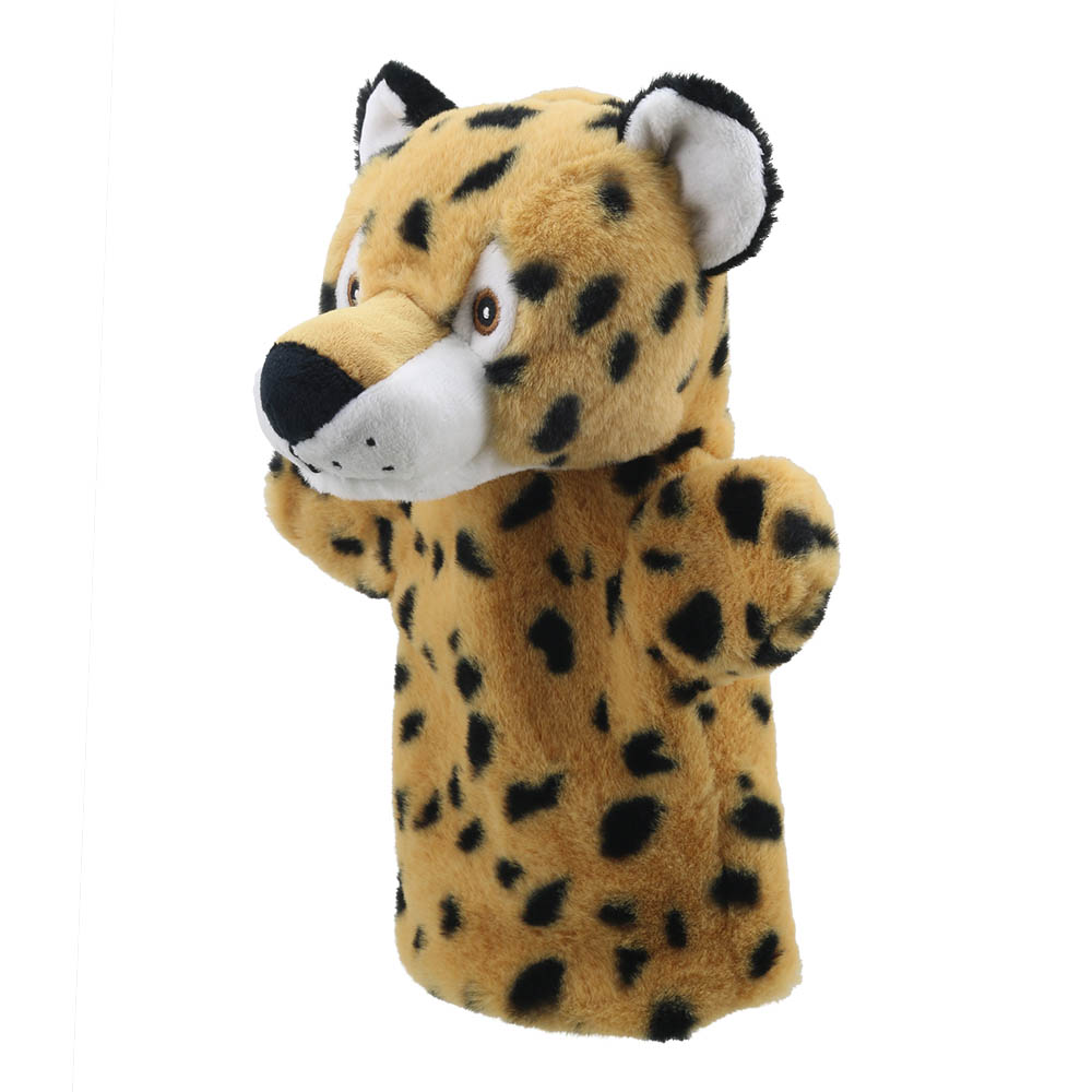 The Puppet Company Baby-Handpuppe Leopard, gefleckte Handpuppe mit weißen Ohrspitzen und ausgestreckter Pfote