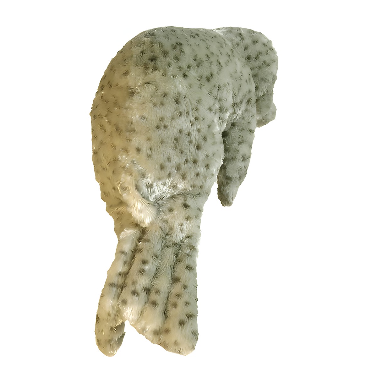 Folkmanis Handpuppe Seehund in hellem Grau mit dunklen Flecken, Ansicht von oben auf den Rücken