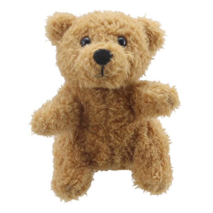 The Puppet Company Fingerpuppe Teddybär, hellbrauner Bär mit zottigem Fell und schwarzer Nase
