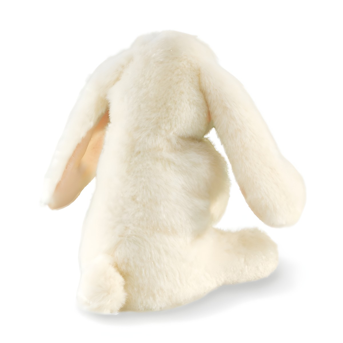 Folkmanis Fingerpuppe mini Widderkaninchen in Cremeweiß, Rückenansicht mit langen herabhängenden Ohren