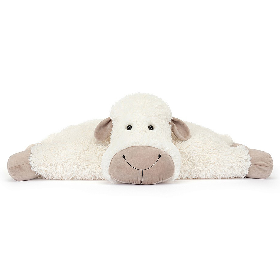 Jellycat plush toy Truffles Sheep Large, lying cream-coloured plush toy, slightly angled front view