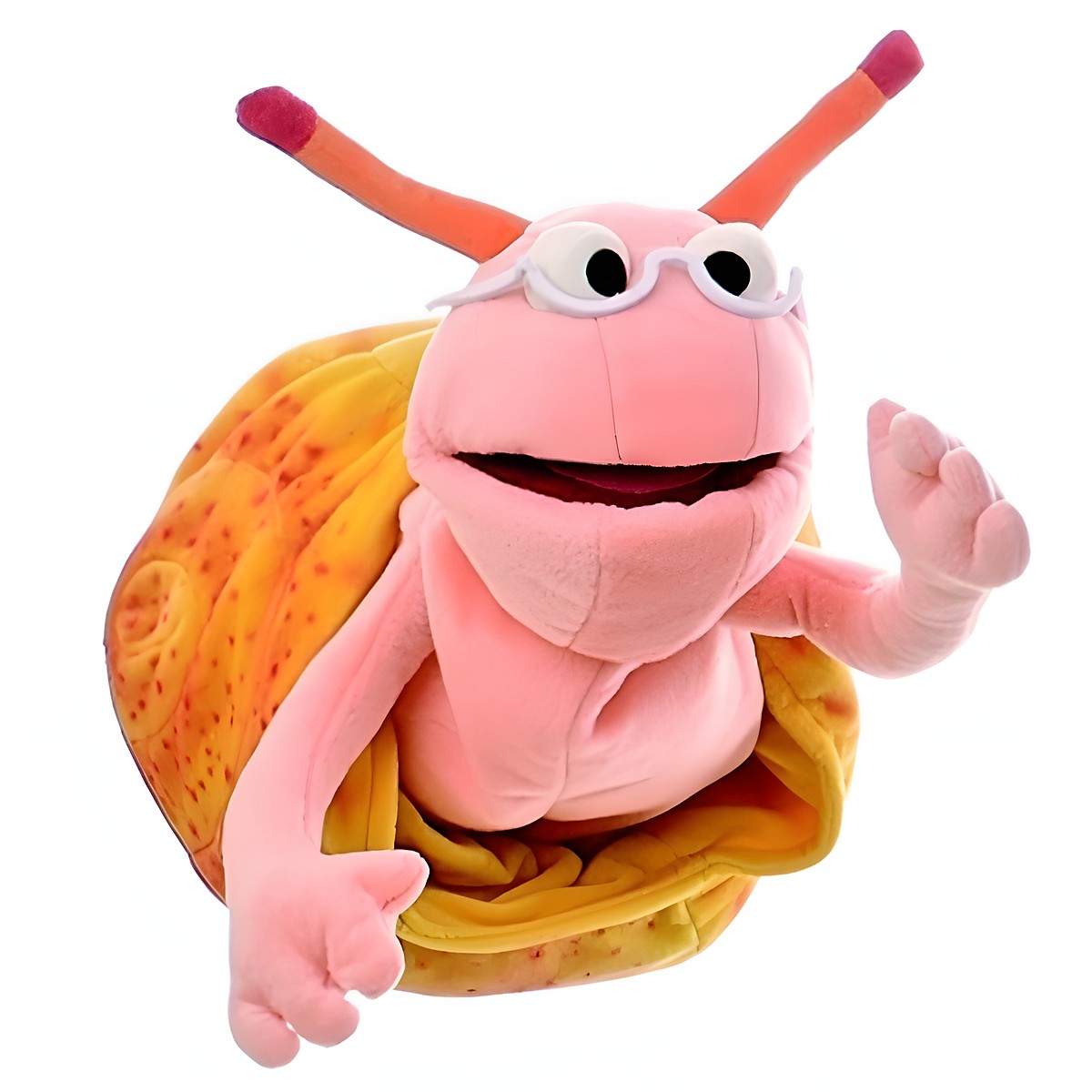 Living Puppets Handpuppe Großes Finchen aus der Sesamstraße: rosa Schnecke mit Brille und Schneckenhaus